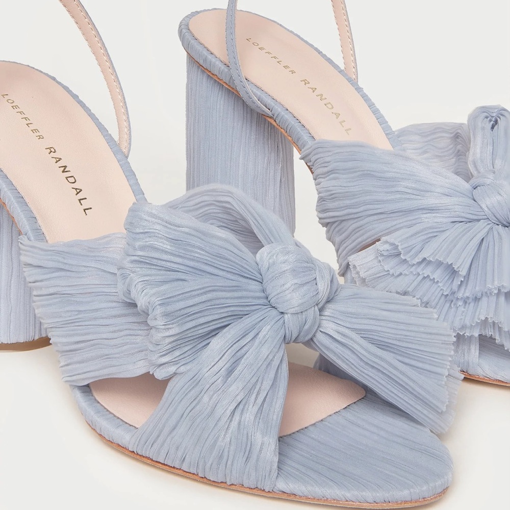 Loeffler Randall Camellia Blue Pleated Bow Heel